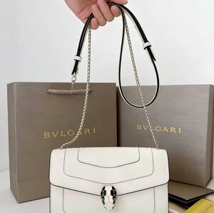 <AUTHENTIC>Bulgari Serpenti ForeverMedium Crossbody Bag in  White